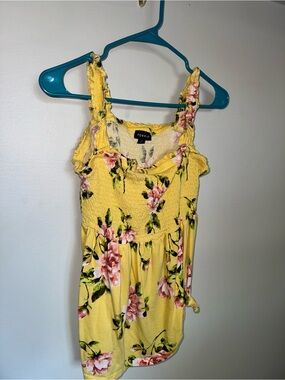 torrid Yellow Floral Smocked Cami with Ruffle Straps